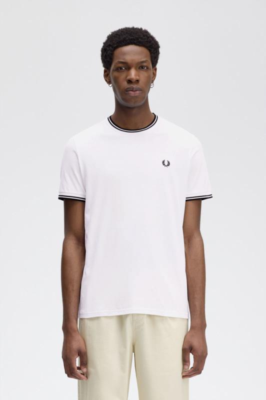 Camiseta para hombre FRED PERRY con ribete con dos franjas