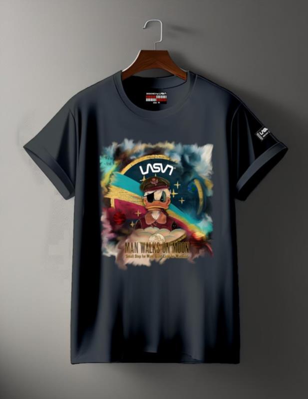 CAMISETA HOMBRE LASAL NASA NEGRO DESGASTADO